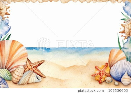 貝殼和夏日海框AI圖像 103530603