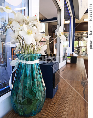 Countertop in an outdoor coffee shop or kiosk. Still life 103531114