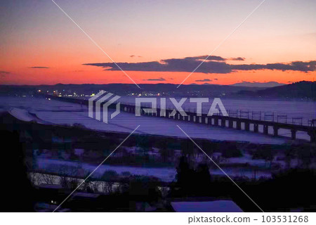 Snow and sunset Snow and sunset 103531268