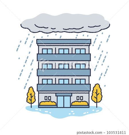 Apartment building damaged by heavy rain Apartment building damaged by heavy rain 103531811