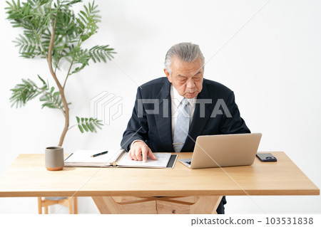 Senior man doing desk work 103531838