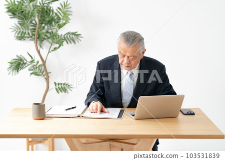 Senior man doing desk work 103531839