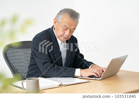 Senior man doing desk work 103531840