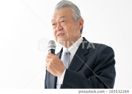 Senior male business with a microphone Senior male business with a microphone 103532269