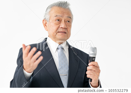 Senior male business with a microphone Senior male business with a microphone 103532279