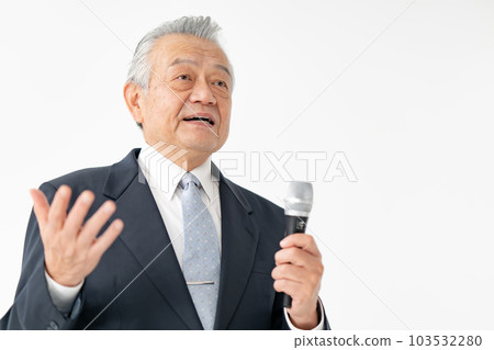 Senior male business with a microphone 103532280