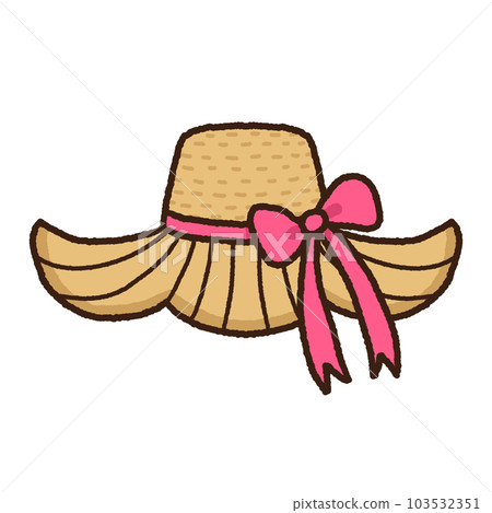 Summer hat with pink tied bow 103532351