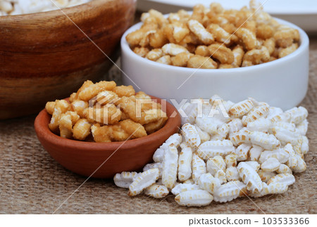 Popped rice and molasses Popped rice and molasses 103533366