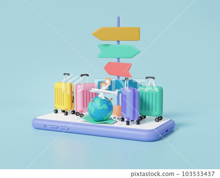 飛行飛機旅行旅遊飛機旅行規劃世界旅遊行李與地球地球定位手提箱和地圖 103533437