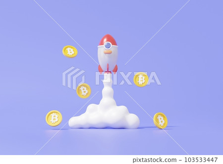 卡通太空梭火箭登月比特幣加密貨幣交易飛行加密貨幣增長目標證券交易所商業融資投資 103533447