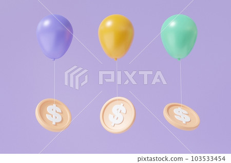 輝率賬戶,三個紫橙綠氣球飛舞,軟背景上漂浮的錢幣美感和經濟擴張概念 輝率賬戶,三個紫橙綠氣球飛舞,軟背景上漂浮的錢幣美感和經濟擴張概念 103533454