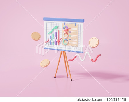 統計財務圖表分析改進等距、硬幣浮動、交易市場投資業務發展展示概念 103533456