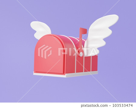 A red flying wing mail box with a purple background. A red flying wing mail box with a purple background. 103533474