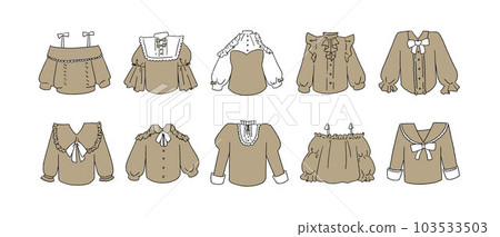 插圖集的棕色褶邊襯衫 插圖集的棕色褶邊襯衫 103533503