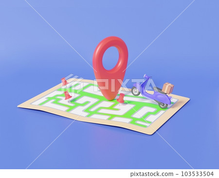The concept of logistics and transportation is based on the concept of packaging and transportation. Equiaxed navigation tow pointer on purple background The concept of logistics and transportation is based on the concept of packaging and transportation. Equiaxed navigation tow pointer on purple background 103533504