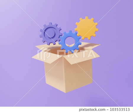 包裝開盒牙環飄紫背景，未來創新，商業工程團隊科技發展理念 103533513