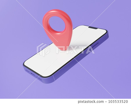 指針gps概念通過智能手機浮動在淡紫色背景上。 地址位置線上移動 指針gps概念通過智能手機浮動在淡紫色背景上。 地址位置線上移動 103533520