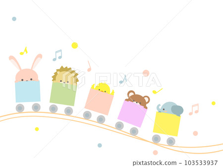 Illustration of animals riding a train Illustration of animals riding a train 103533937