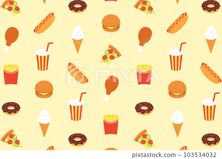 Fast food and drinks seamless pattern 103534032