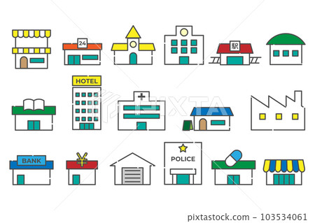 Building/cityscape illustration set 02 color 103534061