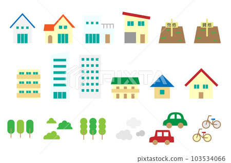 Building/cityscape illustration set 01 color borderless Building/cityscape illustration set 01 color borderless 103534066