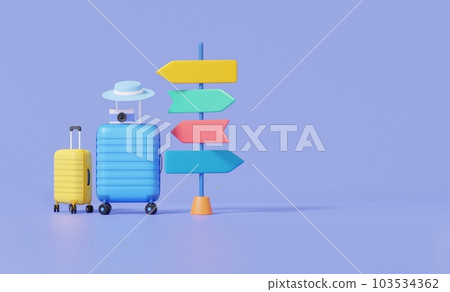 手提包帽相機日本紫粉背景旅遊路標、度假旅遊度假夏日概念 手提包帽相機日本紫粉背景旅遊路標、度假旅遊度假夏日概念 103534362