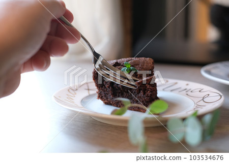 eat chocolate cake eat chocolate cake 103534676