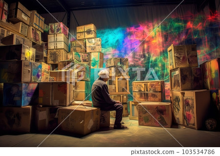 Large amount of cardboard boxes, Generative AI AI image 103534786