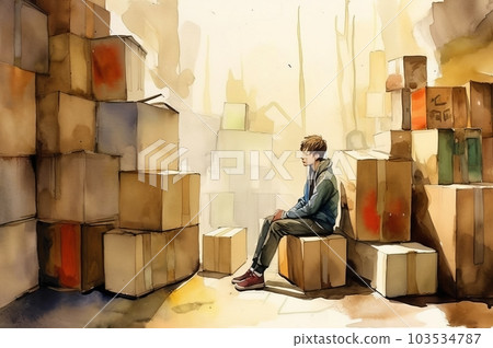 Large amount of cardboard boxes, Generative AI AI image 103534787