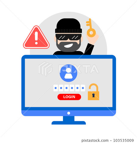 Hacker stealing login and password information from computer. Hacker stealing login and password information from computer. 103535009