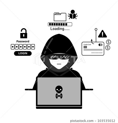 Cyber Crime and Hacker activity Concept with Flat style Vector illustration. 103535012