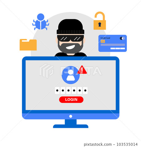 Cyber Crime and Hacker activity Concept with Flat style Vector illustration. Cyber Crime and Hacker activity Concept with Flat style Vector illustration. 103535014