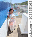 A girl in Korean national costume touring Gamcheon Culture Village in Busan 103535163