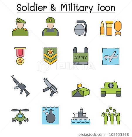 Soldier color line icon set 103535858