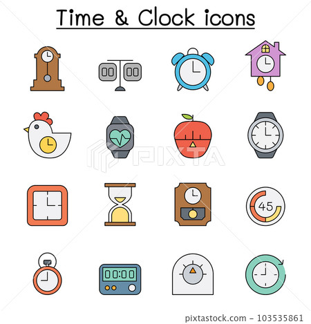 Time and Clock color line icon set 103535861