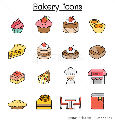Bakery and Pastry color line icon set 103535865