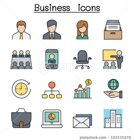 Business management color line icon set 103535878
