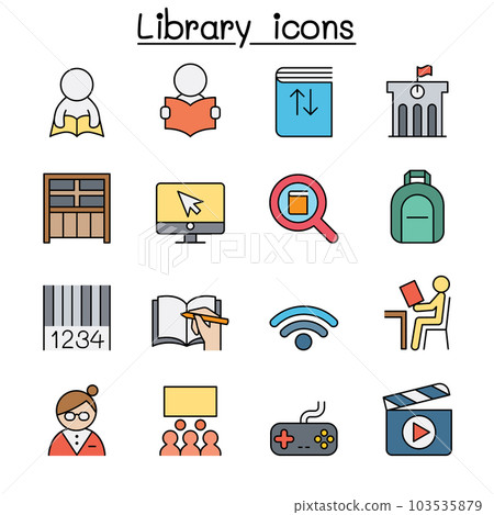 Library color line icon set 103535879