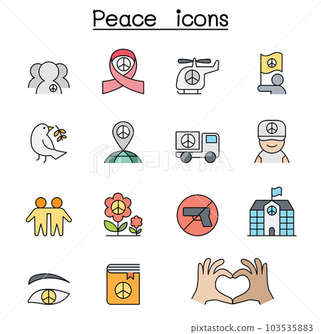 Peace color line icon set Peace color line icon set 103535883
