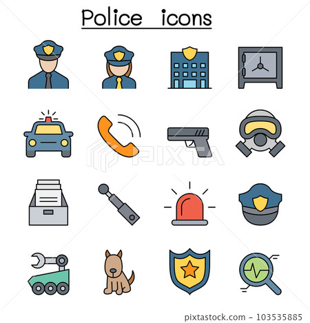 Police color line icon set 103535885