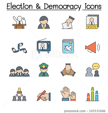 Election and Democracy color line icon set Election and Democracy color line icon set 103535886