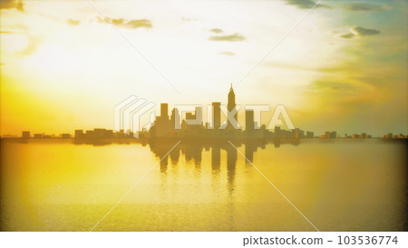 Smog lies over the skyline of Historical architecture and modern skyscrapers 103536774