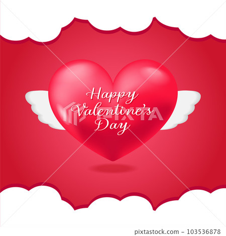 Valentines day background with heart and  wings in the sky. 103536878