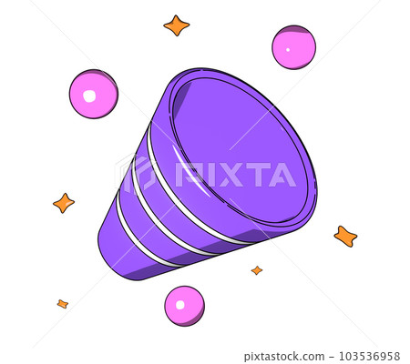 3d render, party festive popper with decorative element, confetti, for celebration, holidays new year, firecracker for special event or birthday, creative design in minimal concept. 103536958