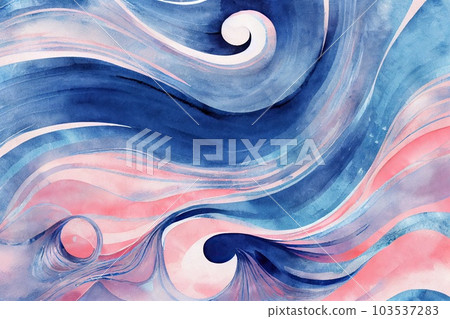 Abstract pink blue wavy with blurred light curved lines background. illustration. neutral, color stripes, background. soft pastel color. wave background. Generative AI. Abstract pink blue wavy with blurred light curved lines background. illustration. neutral, color stripes, background. soft pastel color. wave background. Generative AI. 103537283