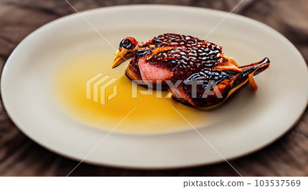 Homemade Roast Duck. Crispy whole roast duck. Thanksgiving or Christmas Dinner. Generative AI 103537569
