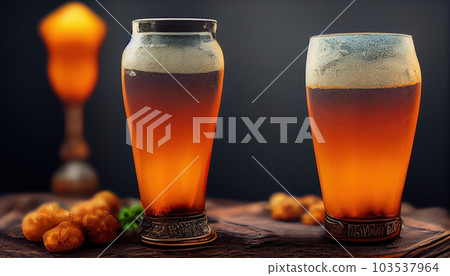 beer in bar and free space for your decoration. Generative AI. 103537964