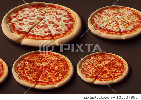 Close up Italian pizza about cheese it stick. Selective focus. Generative AI. 103537965