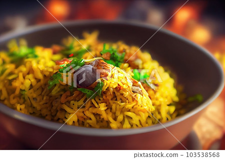 Veg biryani or veg pulav, Fried rice indian food. Generative AI. Veg biryani or veg pulav, Fried rice indian food. Generative AI. 103538568