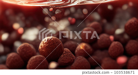 close up of fresh chocolate mousse on table.Generative AI close up of fresh chocolate mousse on table.Generative AI 103538671
